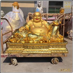 贴金彩绘弥勒佛铜像生产